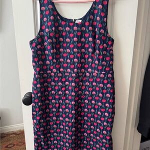 J. Crew Navy and Pink Floral Midi Dress